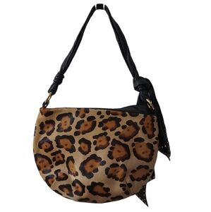 Paolo Masi  Leather/Calf Hair Hobo Style Bag with Studded Leather Sash